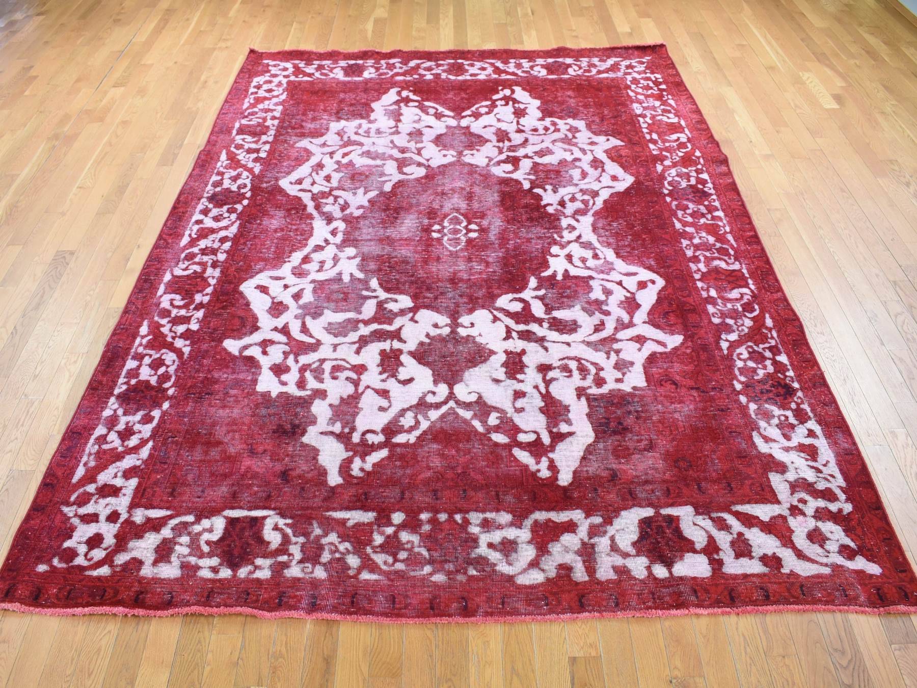Tabriz Vintage hand-knotted wool rug in Overdyed & Red, 8'2" x 11'1" — SKU O080678 (view 2)