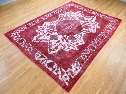 Overdyed 8'2" x 11'1" Vintage Hand knotted Wool Rug - Sku: O080678