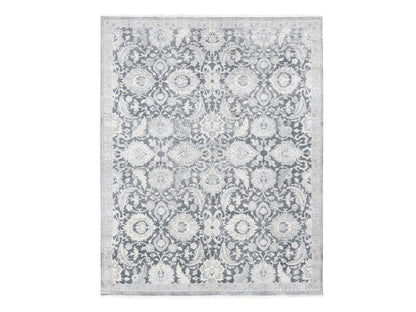 Grey 8'0" x 10'2" Oushak And Peshawar Hand knotted Wool/Silk Rug - Sku: O080682