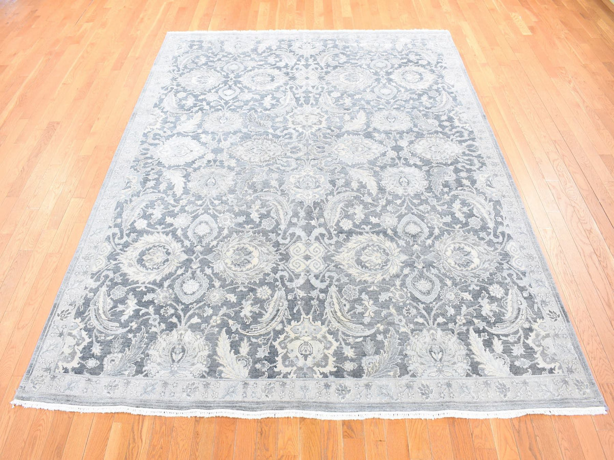 Oushak Oushak hand-knotted wool/silk rug in Gray & Light Gray, 8' x 10'2" — SKU O080682 (view 2)