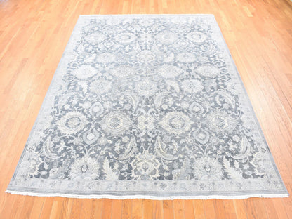 Oushak Oushak hand-knotted wool/silk rug in Gray & Light Gray, 8' x 10'2" — SKU O080682 (view 2)