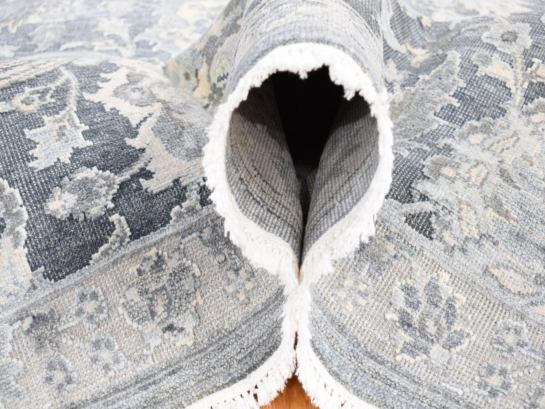 Oushak Oushak hand-knotted wool/silk rug in Gray & Light Gray, 8' x 10'2" — SKU O080682 (view 5)
