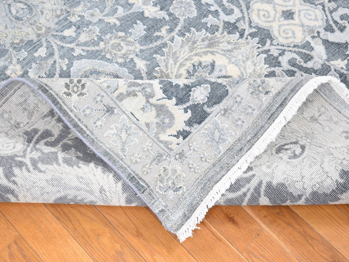Oushak Oushak hand-knotted wool/silk rug in Gray & Light Gray, 8' x 10'2" — SKU O080682 (view 6)