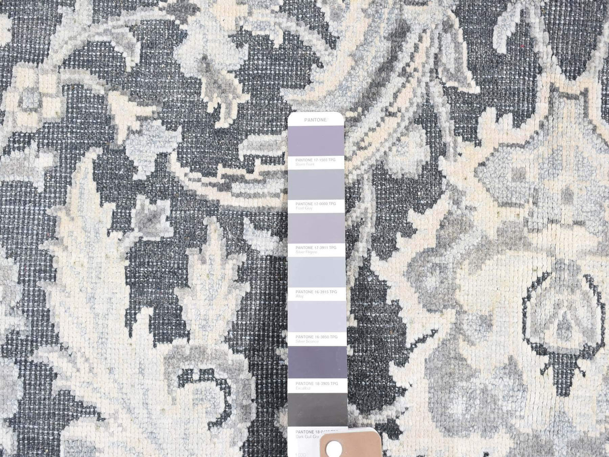 Oushak Oushak hand-knotted wool/silk rug in Gray & Light Gray, 8' x 10'2" — SKU O080682 (view 7)