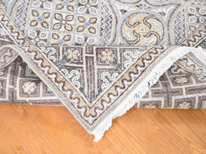 Ivory 10'1" x 14'2" Transitional Hand knotted Wool/Silk Rug - Sku: O080686