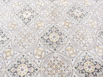Transitional hand-knotted wool/silk rug in Ivory & Gray, 10'1" x 14'2" — SKU O080686 (view 8)