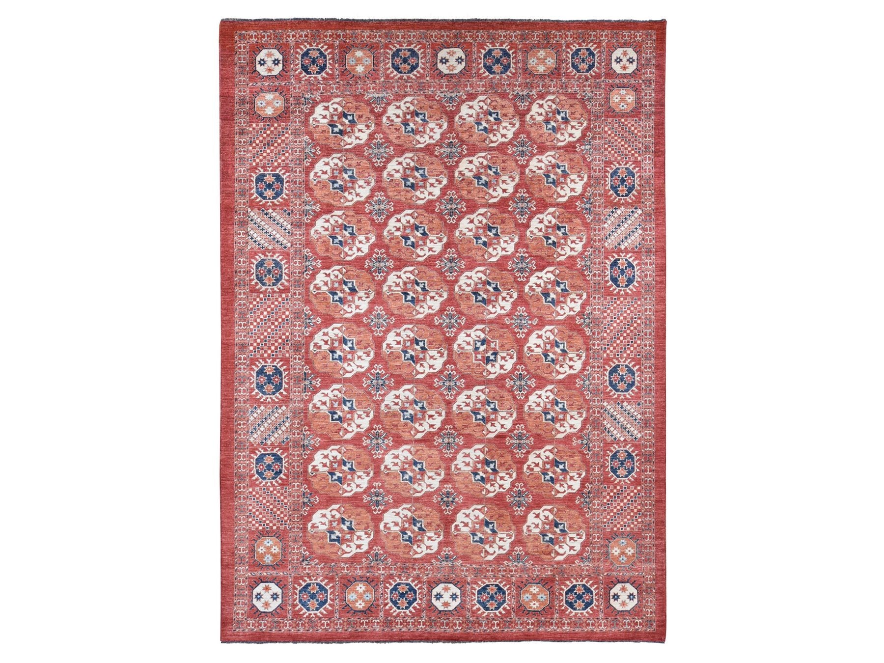 Tekke Tribal & Geometric hand-knotted wool rug in Red, 9'10" x 14' — SKU O080687