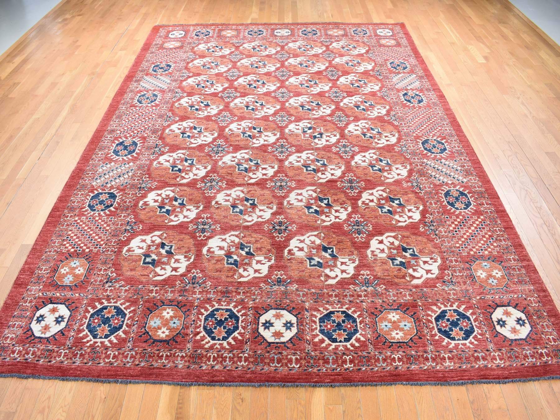Tekke Tribal & Geometric hand-knotted wool rug in Red, 9'10" x 14' — SKU O080687 (view 2)