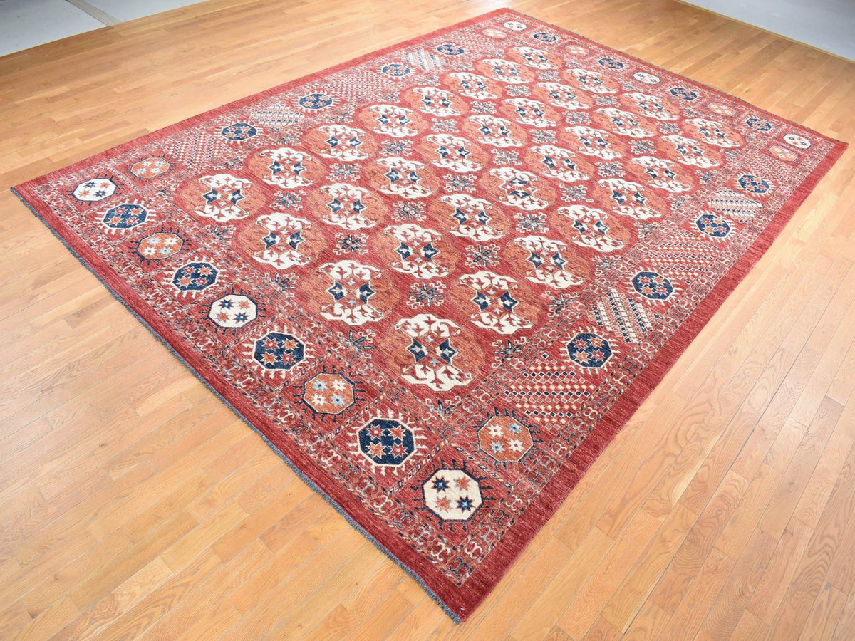 Tekke Tribal & Geometric hand-knotted wool rug in Red, 9'10" x 14' — SKU O080687 (view 3)