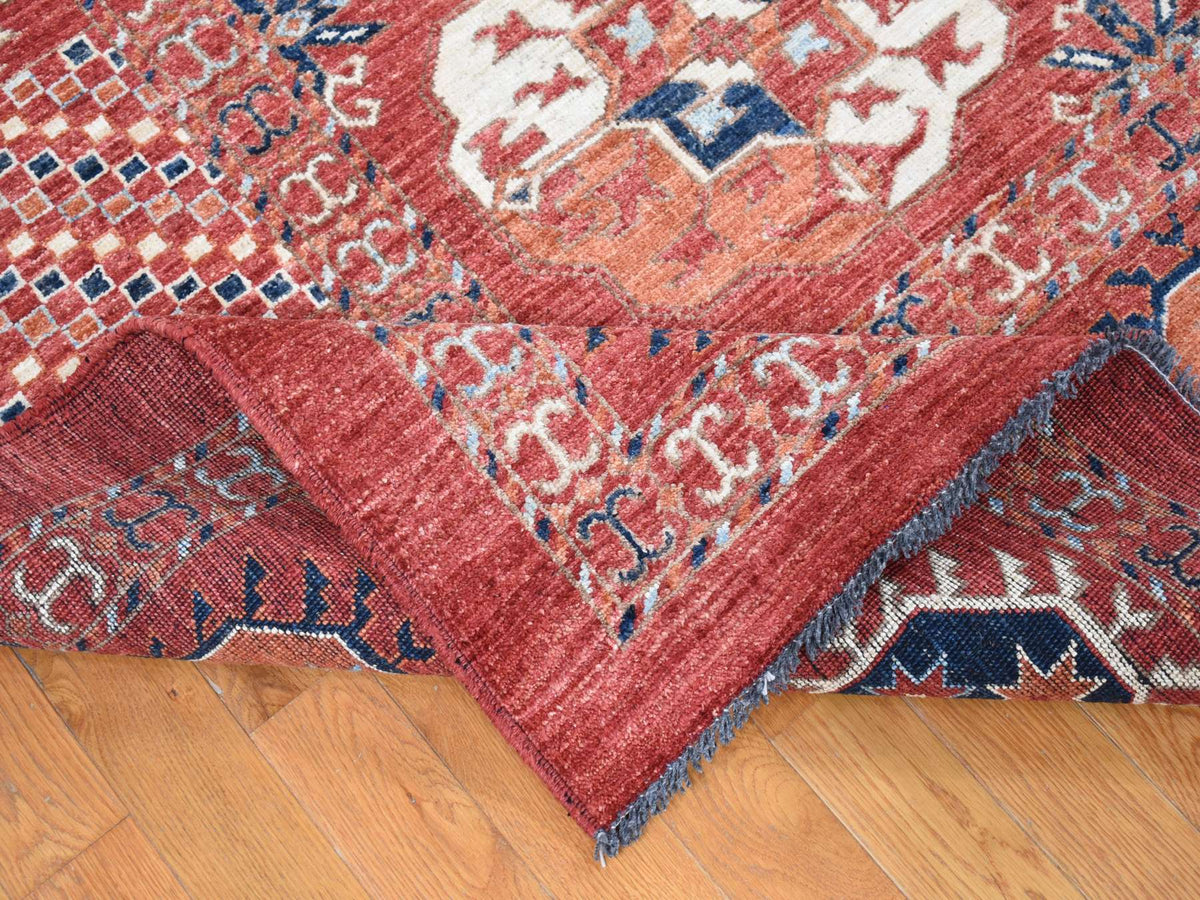 Tekke Tribal & Geometric hand-knotted wool rug in Red, 9'10" x 14' — SKU O080687 (view 6)