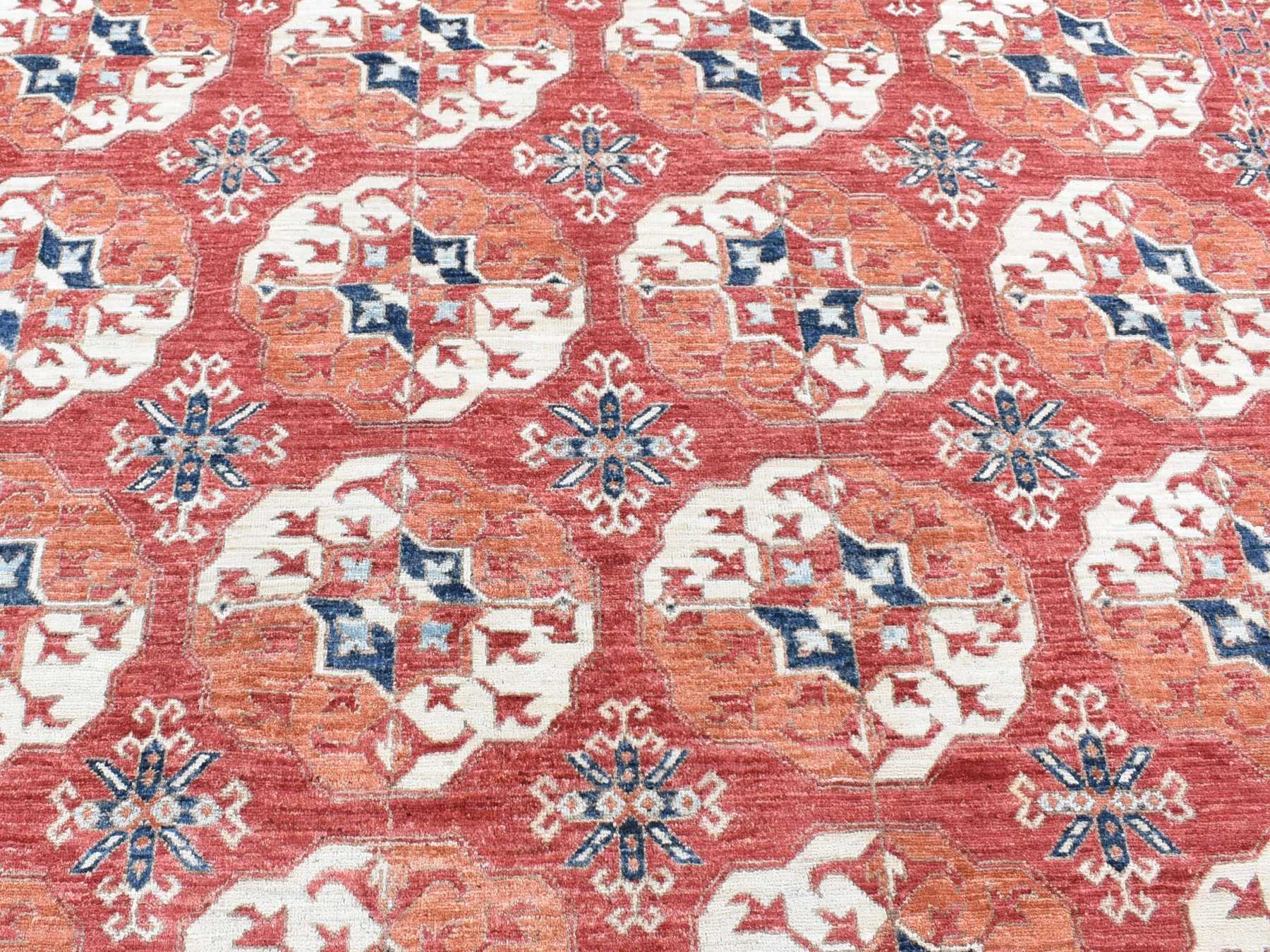 Tekke Tribal & Geometric hand-knotted wool rug in Red, 9'10" x 14' — SKU O080687 (view 8)