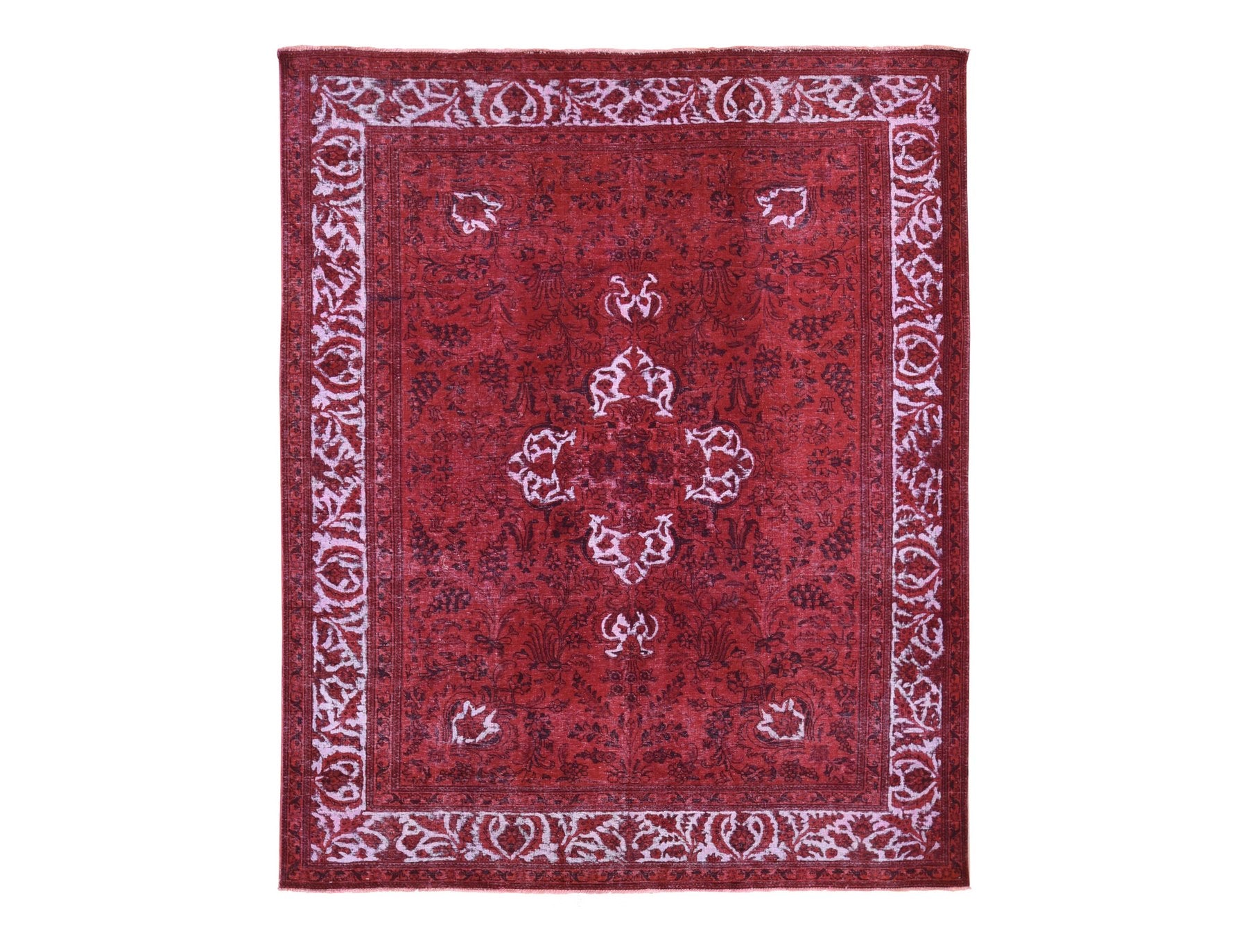 Tabriz Vintage hand-knotted wool rug in Overdyed & Ivory, 8'7" x 10'8" — SKU O080695