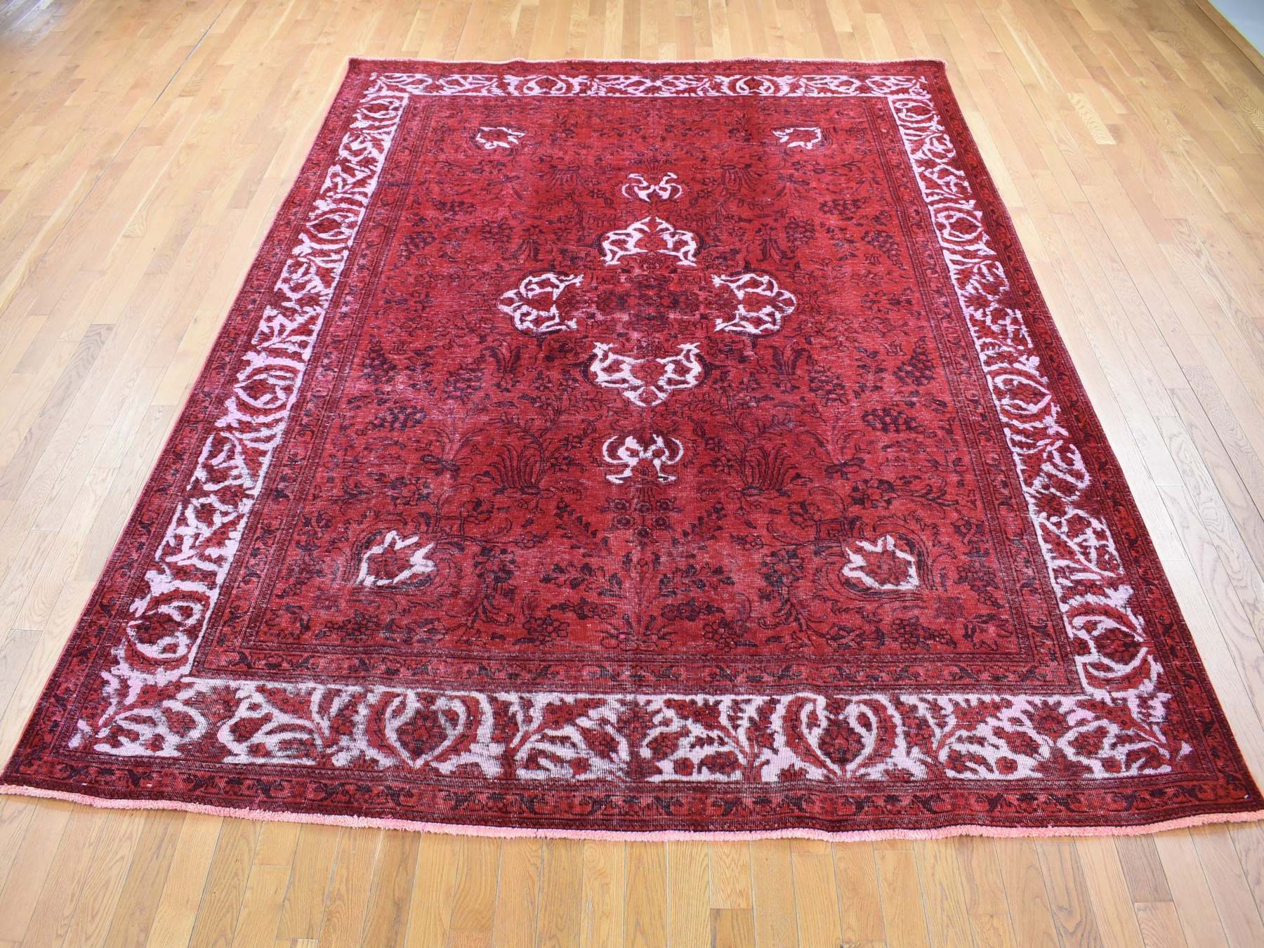 Tabriz Vintage hand-knotted wool rug in Overdyed & Ivory, 8'7" x 10'8" — SKU O080695 (view 2)