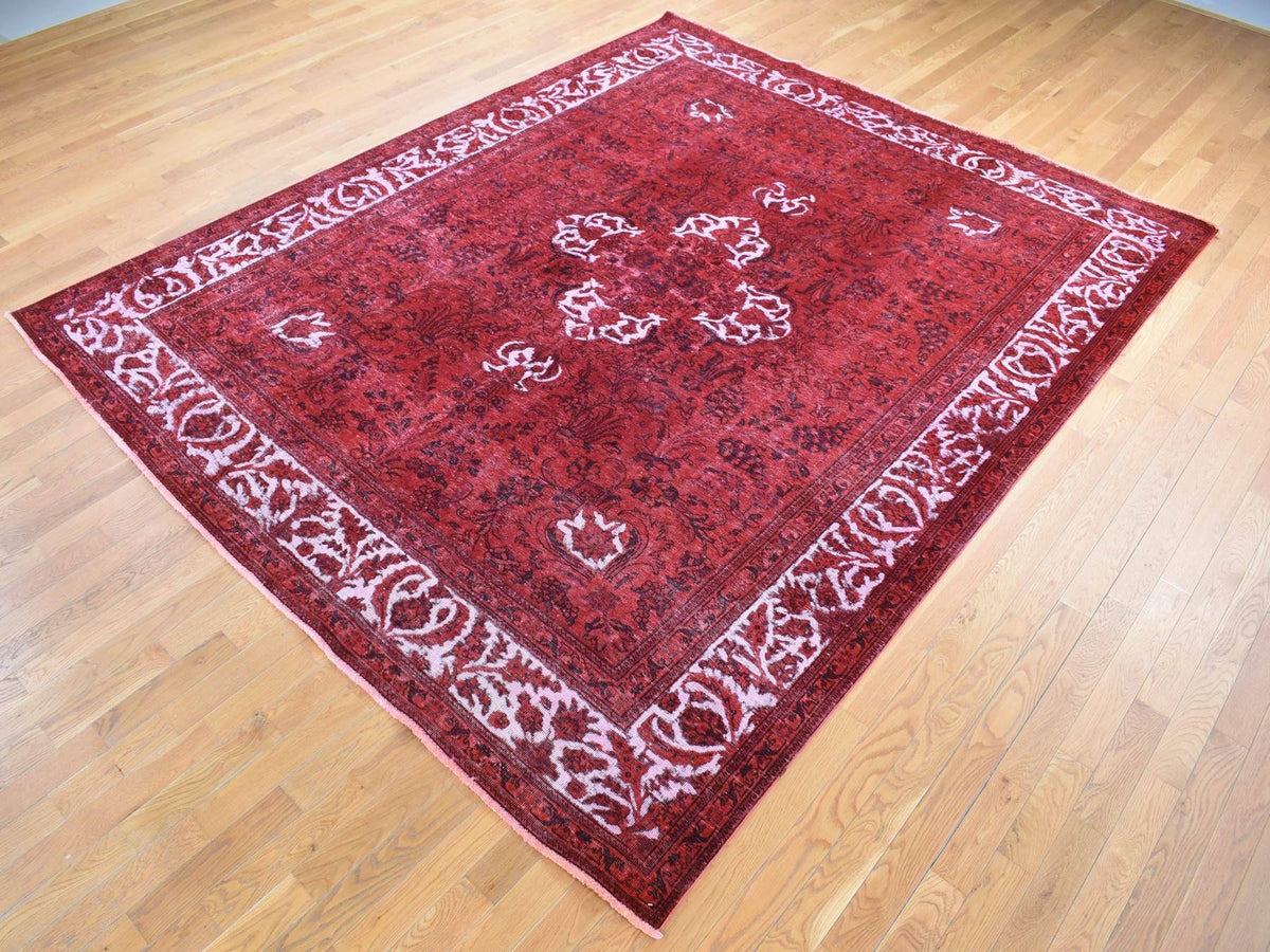 Tabriz Vintage hand-knotted wool rug in Overdyed & Ivory, 8'7" x 10'8" — SKU O080695 (view 3)