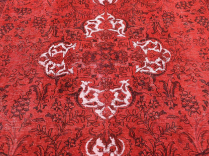 Tabriz Vintage hand-knotted wool rug in Overdyed & Ivory, 8'7" x 10'8" — SKU O080695 (view 8)