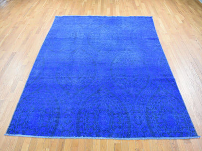 Overdyed 8'0" x 10'0" Vintage Hand knotted Wool Rug - Sku: O080696