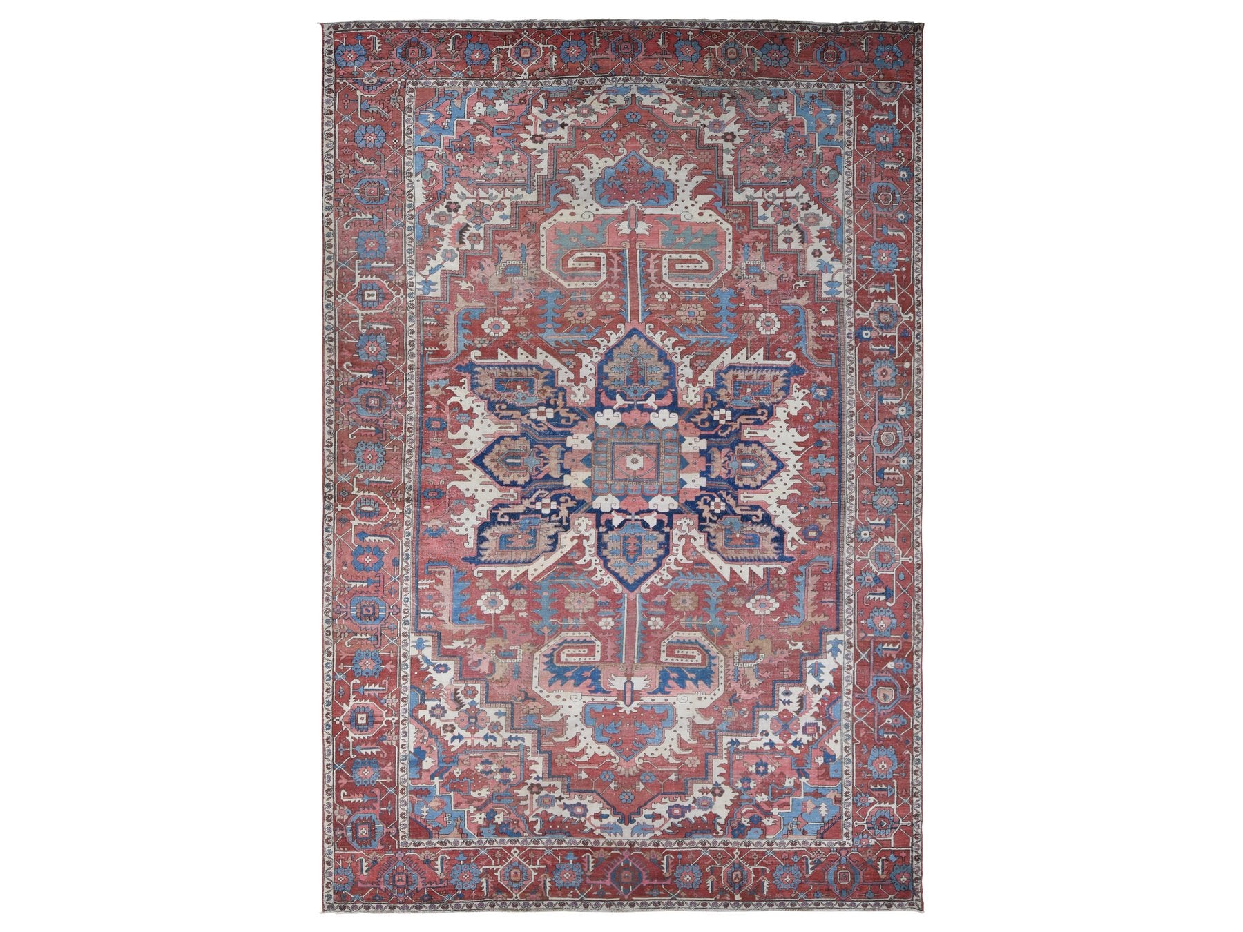 Heriz Antique hand-knotted wool rug in Red, 12'3" x 18'6" — SKU O080698