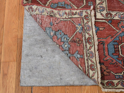 Heriz Antique hand-knotted wool rug in Red, 12'3" x 18'6" — SKU O080698 (view 4)