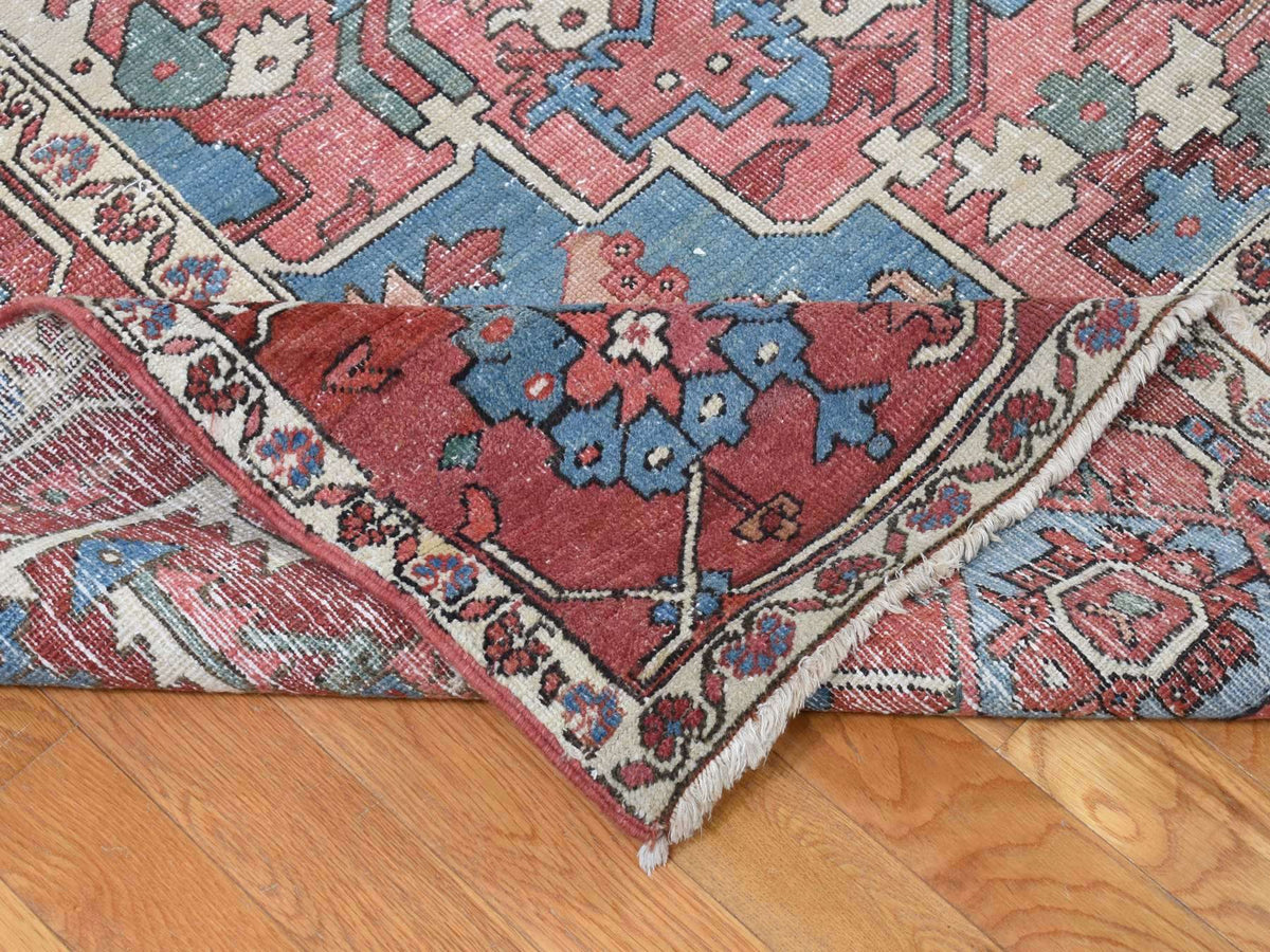 Heriz Antique hand-knotted wool rug in Red, 12'3" x 18'6" — SKU O080698 (view 6)