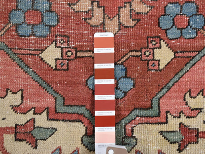 Heriz Antique hand-knotted wool rug in Red, 12'3" x 18'6" — SKU O080698 (view 7)