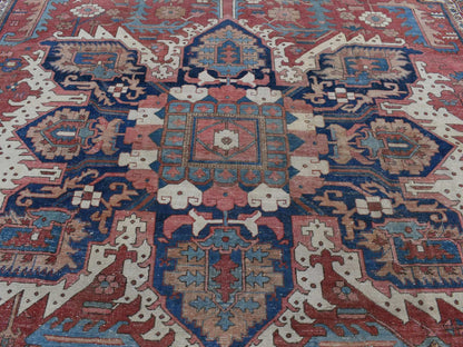 Red 12'3" x 18'6" Antique Hand knotted Wool Rug - Sku: O080698