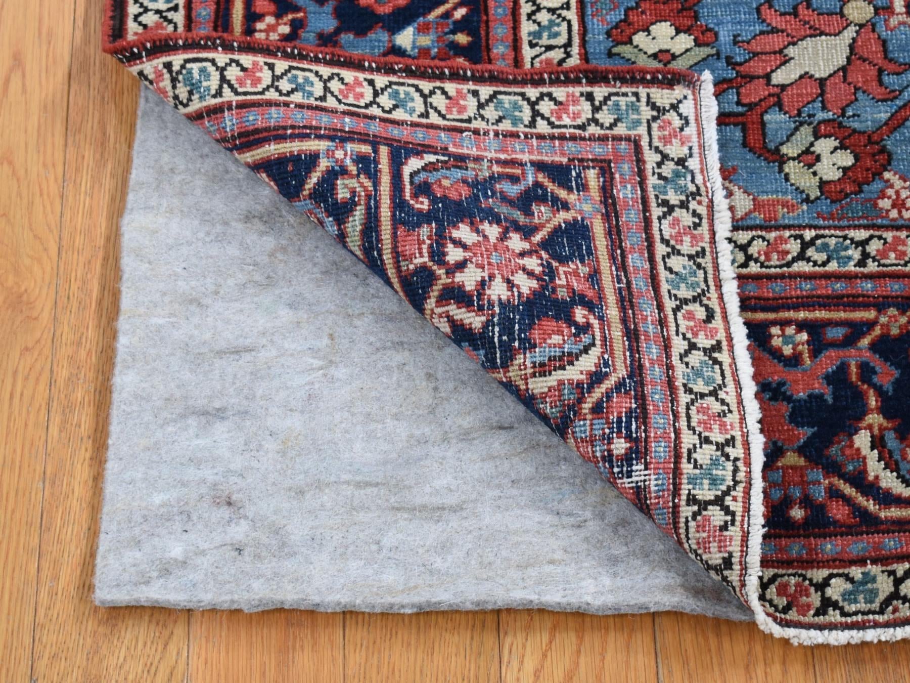 Heriz Antique hand-knotted wool rug in Red & Midnight Blue, 4'9" x 5'9" — SKU O080708 (view 2)