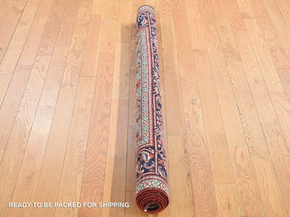 Heriz Antique hand-knotted wool rug in Red & Midnight Blue, 4'9" x 5'9" — SKU O080708 (view 6)