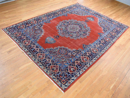 Orange 8'8" x 12'0" Antique Hand knotted Wool Rug - Sku: O080711