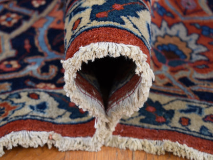 Tabriz Antique hand-knotted wool rug in Orange & Navy Blue, 8'8" x 12' — SKU O080711 (view 6)