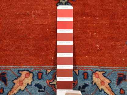 Tabriz Antique hand-knotted wool rug in Orange & Navy Blue, 8'8" x 12' — SKU O080711 (view 7)