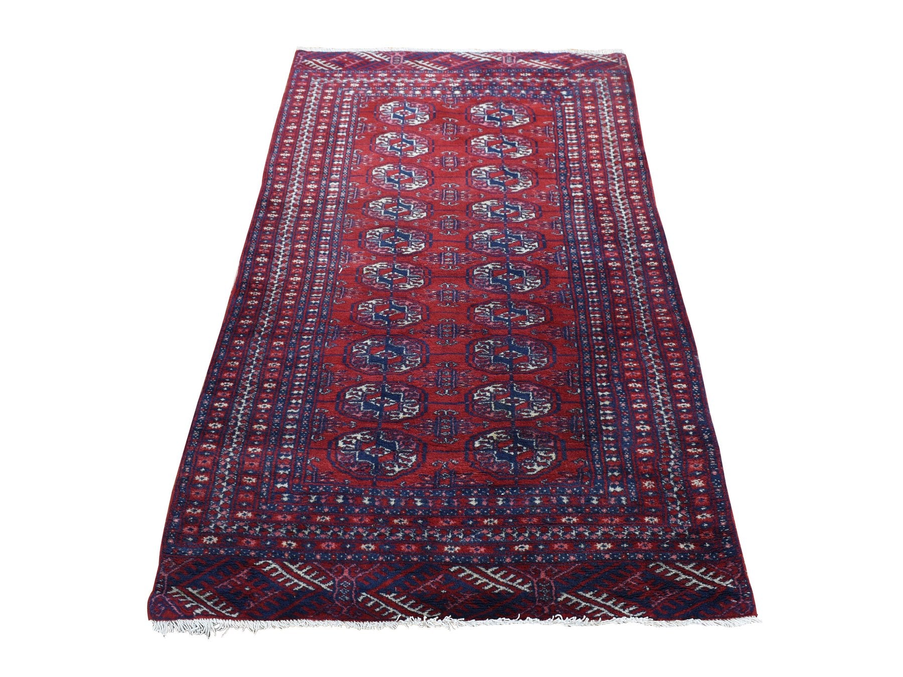 Antique hand-knotted wool rug in Red, 3'1" x 5'4" — SKU O080719