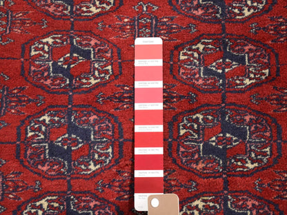 Antique hand-knotted wool rug in Red, 3'1" x 5'4" — SKU O080719 (view 4)