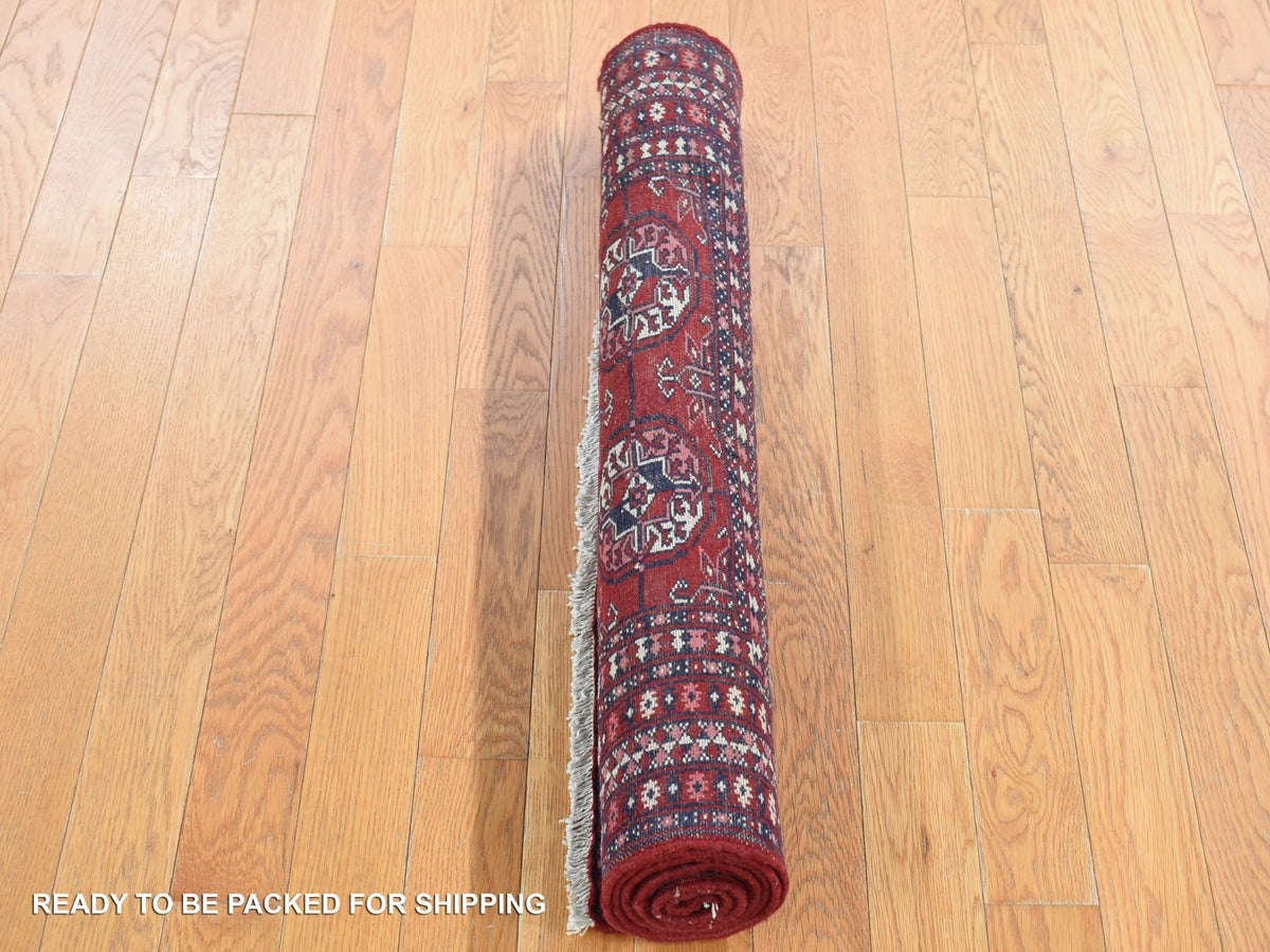 Antique hand-knotted wool rug in Red, 3'1" x 5'4" — SKU O080719 (view 5)