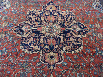 Sarouk Antique hand-knotted wool rug in Red, 9' x 12' — SKU O080722 (view 8)