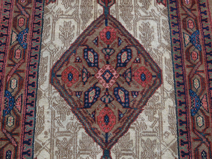 Brown 3'2" x 14'10" Antique Hand knotted Wool Rug - Sku: O080729