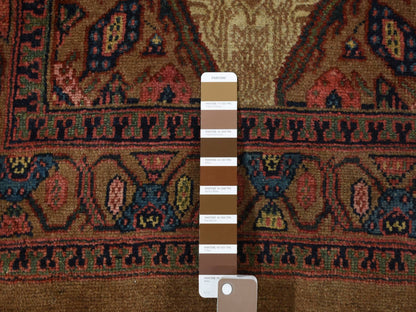Brown 3'2" x 14'10" Antique Hand knotted Wool Rug - Sku: O080729