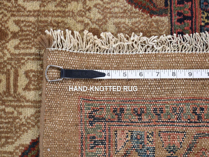 Brown 3'2" x 14'10" Antique Hand knotted Wool Rug - Sku: O080729