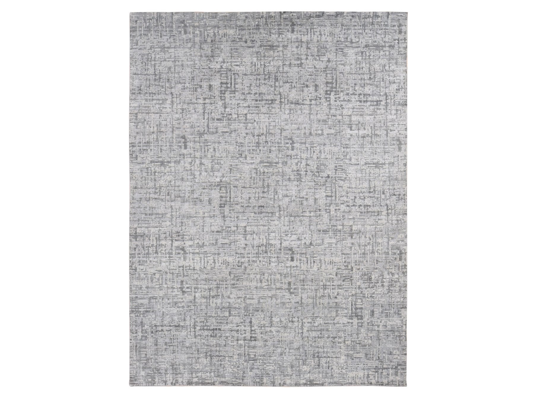 Modern / Contemporary hand-knotted wool/silk rug in Gray, 9'2" x 12'3" — SKU O080730