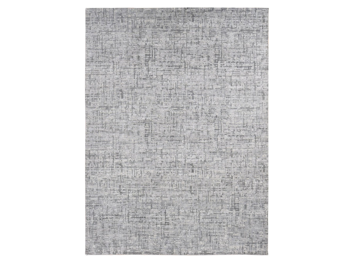 Modern / Contemporary hand-knotted wool/silk rug in Gray, 9'2" x 12'3" — SKU O080730