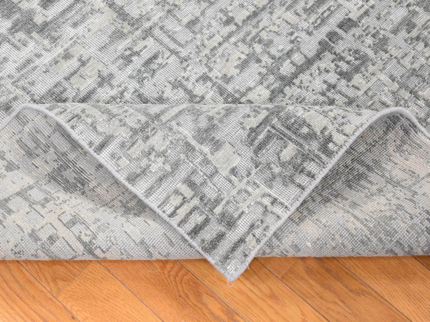 Modern / Contemporary hand-knotted wool/silk rug in Gray, 9'2" x 12'3" — SKU O080730 (view 5)