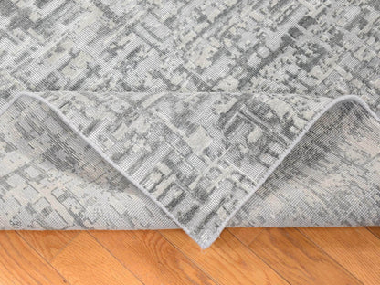Modern / Contemporary hand-knotted wool/silk rug in Gray, 9'2" x 12'3" — SKU O080730 (view 5)