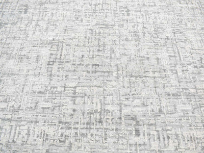 Grey 9'2" x 12'3" Modern / Contemporary Hand knotted Wool/Silk Rug - Sku: O080730