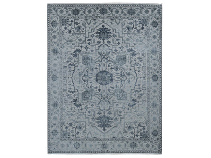 Heriz Heriz hand-knotted wool/silk rug in Gray, 9' x 12' — SKU O080734