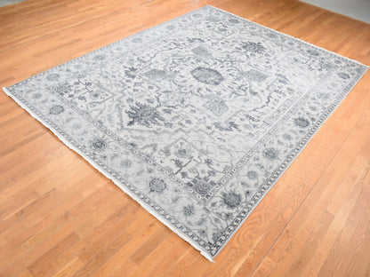 Heriz Heriz hand-knotted wool/silk rug in Gray, 9' x 12' — SKU O080734 (view 3)