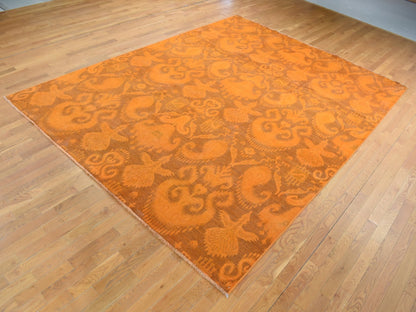 Vintage hand-knotted wool rug in Overdyed, 9'1" x 12'3" — SKU O080735 (view 3)