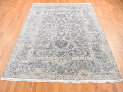 Green 7'10" x 10'0" Oushak / Peshawar Hand knotted Wool/Silk Rug - Sku: O080739