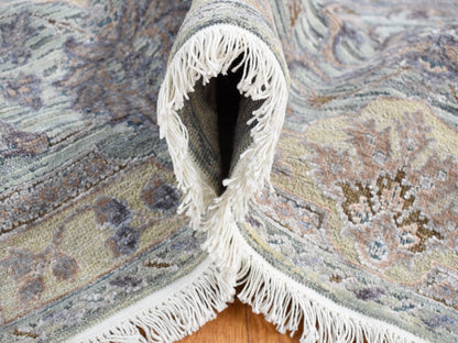 Green 7'10" x 10'0" Oushak / Peshawar Hand knotted Wool/Silk Rug - Sku: O080739