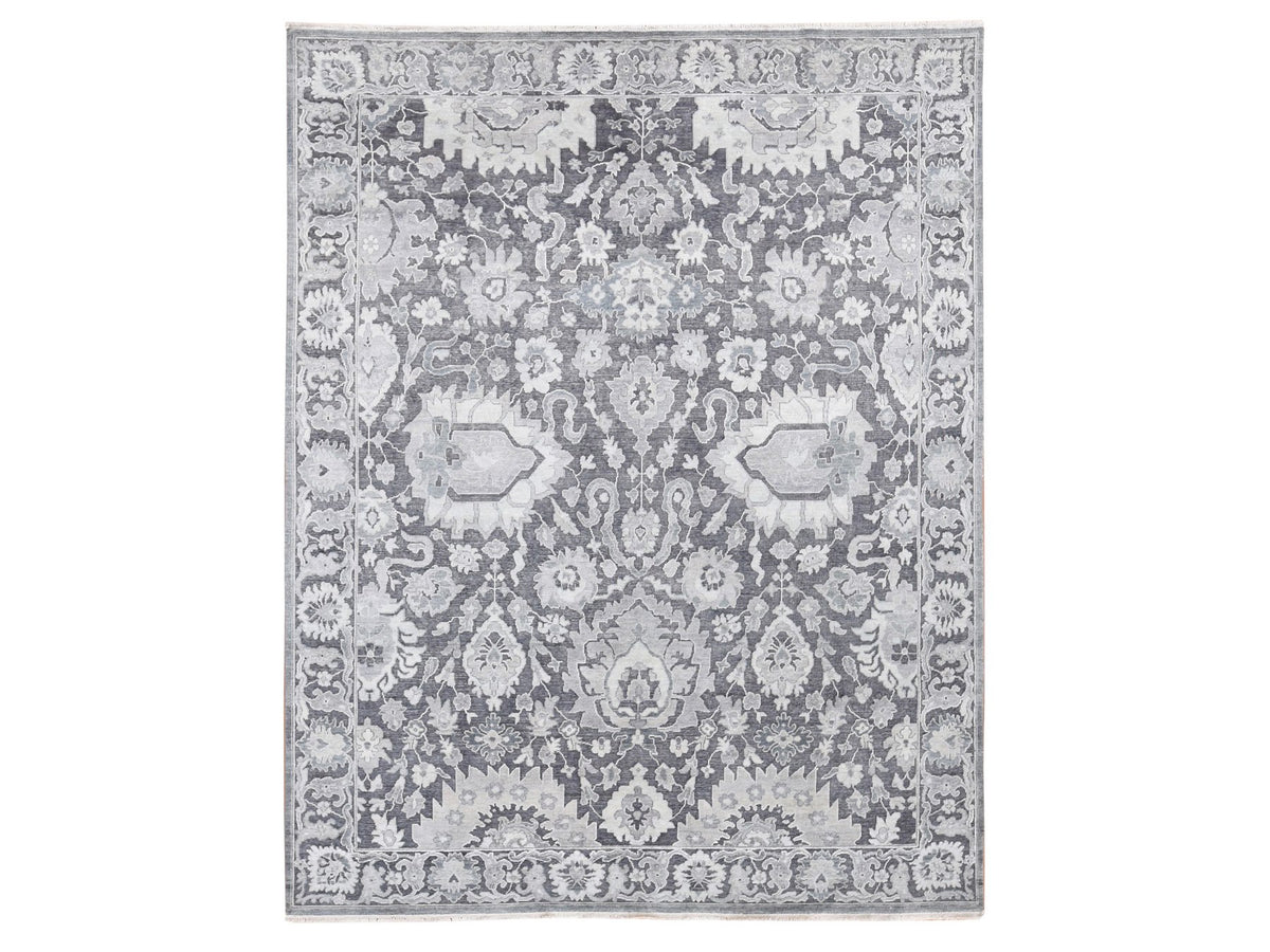 Oushak Oushak hand-knotted wool/silk rug in Gray, 7'9" x 10' — SKU O080740