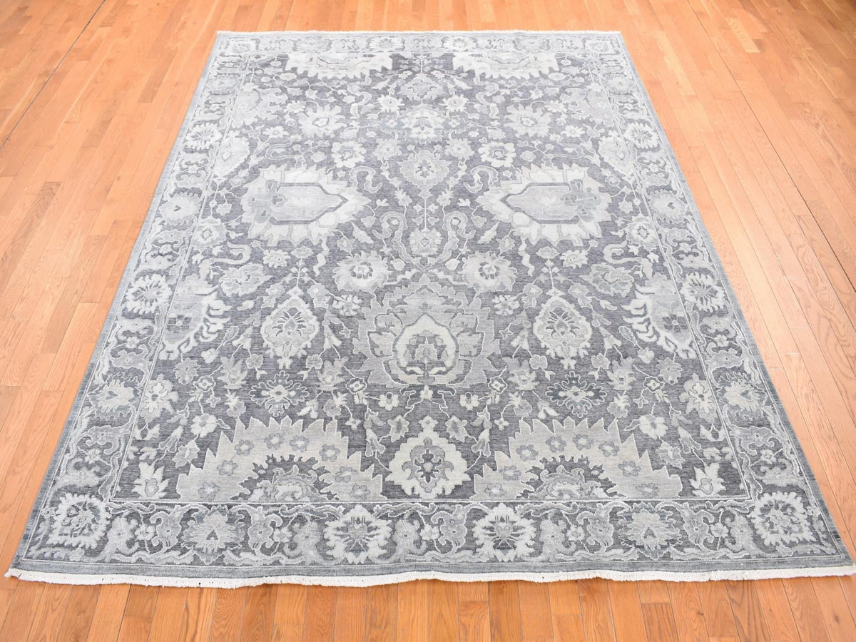 Oushak Oushak hand-knotted wool/silk rug in Gray, 7'9" x 10' — SKU O080740 (view 2)