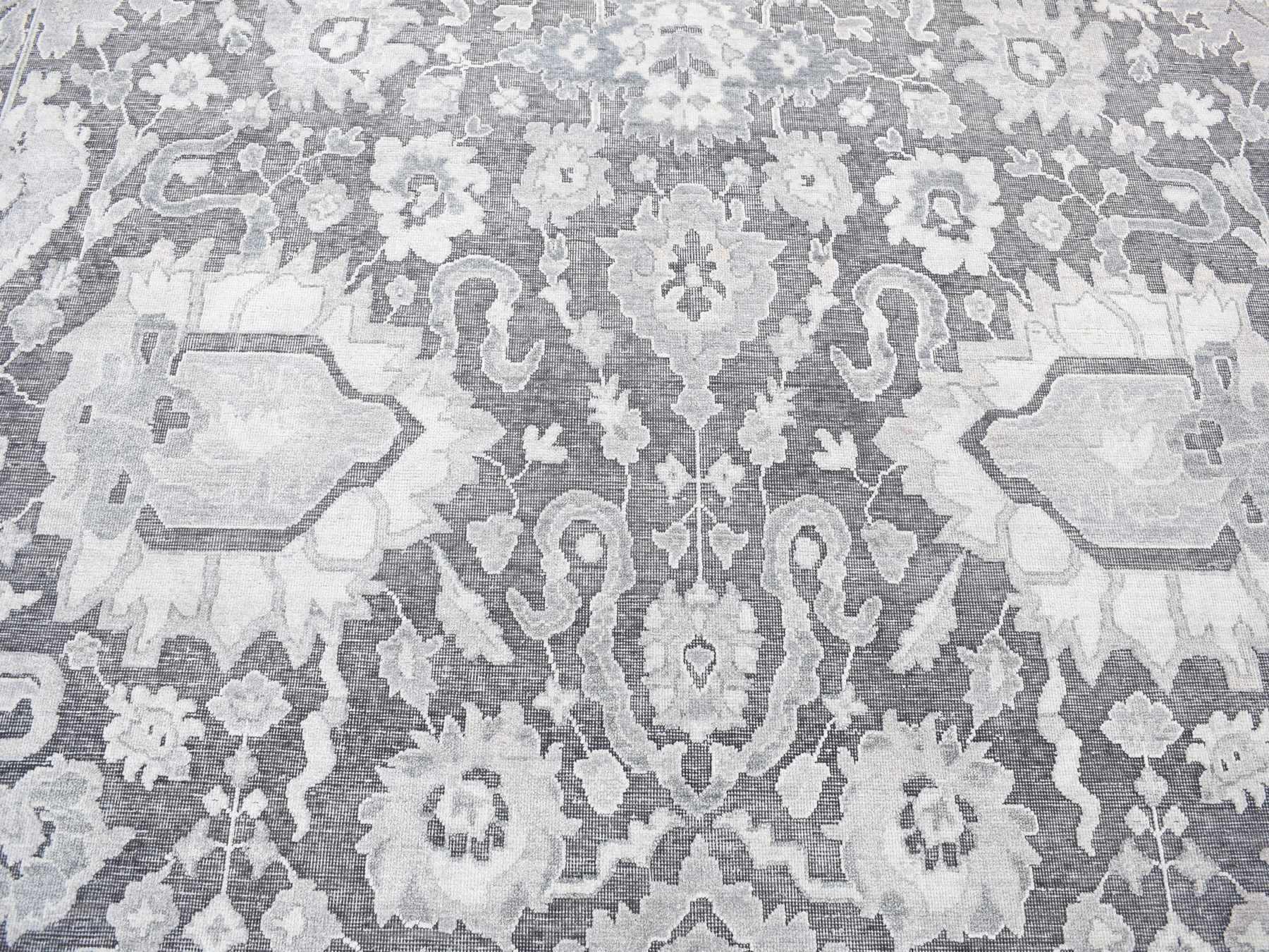 Oushak Oushak hand-knotted wool/silk rug in Gray, 7'9" x 10' — SKU O080740 (view 8)